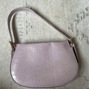Lavender Croc-Embossed Shoulder Bag